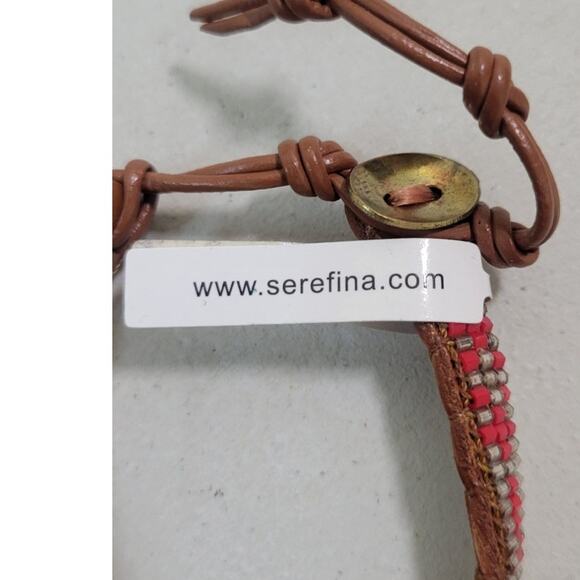 Serefina Anthropologie Beaded Bracelet Adjustable Brown/Red Boho Casual NWT - Picture 6 of 6